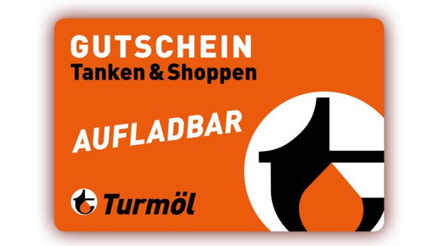 Rechargeable Turmöl voucher card for fuel and shopping.
